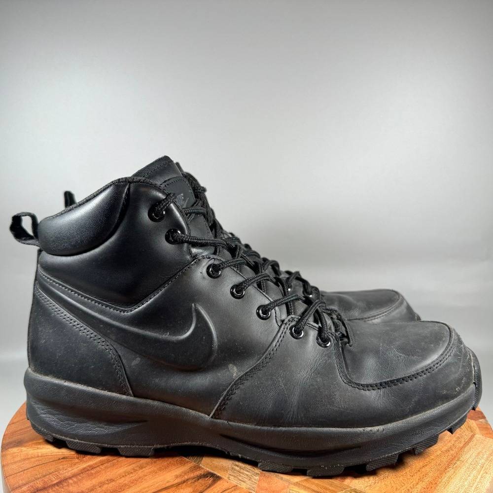 Nike Manoa Leather Mens Black High Top Hiking Work Boots 454350-003 Size 12